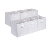 Amazon Basics Cube de rangement pliable en tissu avec poignées, lot de 6, Blanc Uni, 26.67 x 26.67 x 27.94 cm