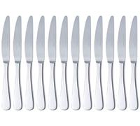 Amazon Basics Cuchillos de mesa de acero inoxidable con borde redondeado, 12 pièces, Argenté