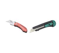 Amazon Basics - Cutter fonctionnel pliable - Corps léger en aluminium & wolfcraft 4146000 - Cutter Lame Sécable - Largeur de Lame 18 mm, Argent