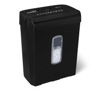 Amazon Basics Destructeur de Documents à Coupe Croisée, 6 feuilles, avec fenêtre transparente, pour documents A4 et cartes bancaires, corbeille de 14L, Noir