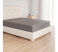 Amazon Basics Drap Housse, 140 x 200 cm, 100% Coton Jersey pour Matelas Épais jusqu'à 30 cm, Gris Foncé