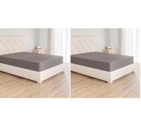 Amazon Basics Drap Housse, 140 x 200 cm, 100% Coton Jersey pour Matelas Épais jusqu'à 30 cm, Gris Foncé (Lot de 2)