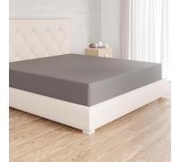Amazon Basics Drap Housse, 180 x 200 cm, 100% Coton Jersey pour Matelas Épais jusqu'à 30 cm, Gris Foncé