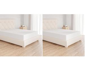 Amazon Basics Drap Housse, 80 x 200 cm, 100% Coton Jersey pour Matelas Épais jusqu'à 30 cm, Blanc (Lot de 2)