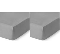 Amazon Basics Drap-Housse Deluxe pour Grand Lit, Satin de Coton 100% Extra-Doux, 400 Fils, Hauteur 30cm, Anti-Plis, 160 x 200 cm, Gris Foncé (Lot de 2)