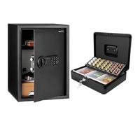Amazon Basics Électronique offre-fort pour domicile, 50 l, Noir & ACROPAQ - Caisse à monnaie - En acier, Avec compartiments à monnaie - Caisse du soir, Caisse d'épargne - Medium/Noire, Noir