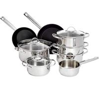 Amazon Basics Ensemble De 11 Ustensiles De Cuisine Antiadhésifs Pour Induction En Céramique Et Acier Inoxydable, Avec Couvercles
