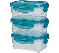 Amazon Basics Ensemble de 3 récipients hermétiques pour aliments, 3 pièces de 0.6 litre, Bleu clair