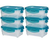 Amazon Basics Ensemble de 3 récipients hermétiques pour aliments, 3 pièces de 0.6 litre, Bleu clair (Lot de 2)