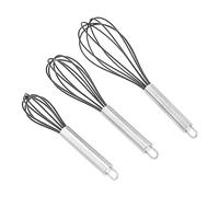 Amazon Basics Ensemble de fouets en acier inoxydable et silicone antiadhésif 20,3 cm 25,4 cm et 30,5 cm Lot de 3, Noir