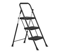 Amazon Basics Escabeau Pliant 3 marches, Structure en Acier avec Pieds antidérapants, Charge maximale 150 kg, Hauteur 100,8 cm (Ouvert), Testé Selon la Norme en 14183, Noir