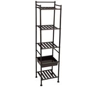 Amazon Basics Étagère 5 niveaux avec panier, Noir, 28.5 D x 34.5 W x 140.3 H cm