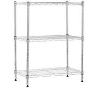 Amazon Basics Étagère à 3 tablettes étroites réglables en hauteur avec pieds de nivellement, charge max. 453 kg, Chromé, 76.2 x 34 x 58.9 cm (l x L x H)