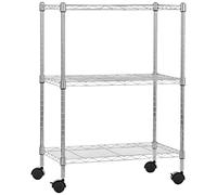 Amazon Basics Étagère à 3 tablettes étroites réglables en hauteur avec pieds de nivellement, charge max. 453 kg, Chromé, 83.18 x 34 x 58.9 cm (l x L x H)