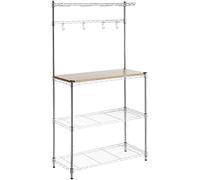 Amazon Basics Étagère de cuisine, Bois/Chromé, 14" D x 36" W x 63.4" H