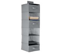 Amazon Basics Étagère de penderie à suspendre avec 3 tiroirs amovibles, 6 niveaux, Gris, 17.5 cm D x 34.5 cm W x 31 cm H