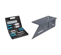 Amazon Basics Jeu de 8 ciseaux à bois avec guide d'affûtage, pierre à aiguiser et étui de rangement & wolfcraft 5208000 - Équerre 3D d'onglet - Traçage angle de 45° à 90° - 150 x 275 x 66 mm