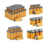 Amazon Basics Lot de 108 piles alcalines, format super économique, 48 AA + 36 AAA + 8 C + 8 D + 8 9 V
