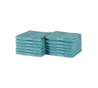 Amazon Basics Lot de 12 Gants de Toilette - 100% Coton Biologique, Ultra Doux - 30 x 30 cm, Bleu Canard