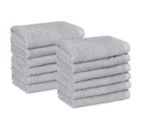 Amazon Basics Lot de 12 Gants de Toilette - 100% Coton, Séchage Rapide, Très Absorbants - Pour Usage Quotidien - 30 x 30 cm, Gris