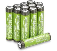 Amazon Basics Lot de 12 piles rechargeables AAA NiMH haute capacité, 850 mAh, 1,2 V, rechargeables 500 fois, préchargées