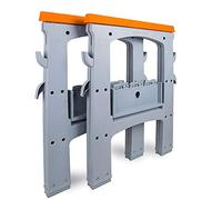 Amazon Basics Lot de 2 chevalets de sciage rectangulaires portables et pliables, capacité de 408 kg, avec crochets de rangement, facile à utiliser, orange et gris