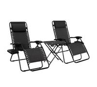 Amazon Basics Lot de 2 Fauteuils Relax Pliants avec Table D’appoint, Noire