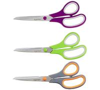 Amazon Basics Lot de 3 Ciseaux en Acier Inoxydable, Prise Confortable, Multifonction, Polyvalent, Revêtement PVD, Bureau, Maison, Cuisine, Multicolore