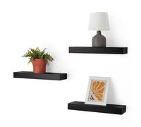 Amazon Basics Lot de 3 étagères murales flottantes en Bois, Noir, 40,1 x 12,7 x 4,6 cm
