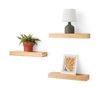 Amazon Basics Lot de 3 étagères murales flottantes en Bois, Pin, 40,1 x 12,7 x 4,6 cm
