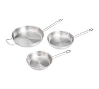 Amazon Basics Lot de 3 poêles à frire en acier inoxydable revêtues d'aluminium, passe au four et au lave-vaisselle, poêles de 20 cm, 24 cm et 30 cm, Argenté