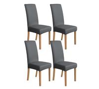 Amazon Basics Lot de 4 housses de chaise de salle à manger extensibles, gris foncé, uni