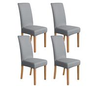 Amazon Basics Lot de 4 Housses extensibles pour chaises de salle à manger, gris clair
