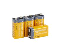 Amazon Basics Lot de 4 piles alcalines 9 V, 9V/6LR61, durée de conservation de 5 ans, pour détecteur de fumée/CO, électroniques et audio