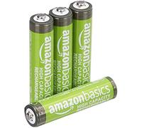 Amazon Basics Lot de 4 piles rechargeables AAA NiMH haute capacité, 850 mAh, 1,2 V, rechargeables 500 fois, préchargées
