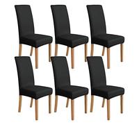Amazon Basics Lot de 6 housses de chaise de salle à manger extensibles, noir uni