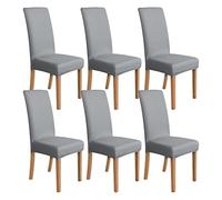 Amazon Basics Lot de 6 Housses extensibles pour chaises de salle à manger, gris clair