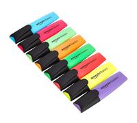 Amazon Basics Lot de 8 Surligneurs, Résistants aux Taches, Pointe Biseautée Durable, Largeur de Trait de 2 à 5mm, Stylos Pour Adultes et Enfants, Multicolores
