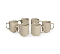 Amazon Basics Mugs en Grès Émaillé, Lot de 6 Pièces, 47,3 ompatible Micro-Ondes et Lave-Vaisselle, Couleur Gris Lin