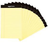 Amazon Basics Narrow Ruled Lined Writing Note Pad, 5 inch x 8 inch, Canary, 12 Count ( 12 Pack of 50 )