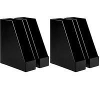 Amazon Basics Organiseur en plastique Lot de 4 range-revues Noir