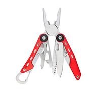Amazon Basics Outil multifonction 10-en-1 - Pince multifonctions et Couteau pliant de poche, acier inoxydable, verrouillage de sécurité, étui nylon, Rouge