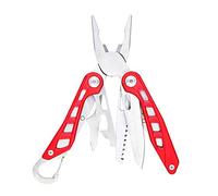 Amazon Basics Outil multifonction 8-en-1 - Pince multifonctions et Couteau pliant de poche, acier inoxydable, verrouillage de sécurité, étui nylon, Rouge