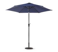 Amazon Basics Parasol de Terrasse, Avec Manivelle et Inclinaison par Bouton-Poussoir, Hauteur de 242.1cm, Diamètre Déplié de 3.05m, Bleu Marine