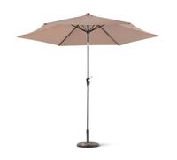 Amazon Basics Parasol de Terrasse, Avec Manivelle et Inclinaison par Bouton-Poussoir, Hauteur de 242.1cm, Diamètre Déplié de 3.05m, Beige