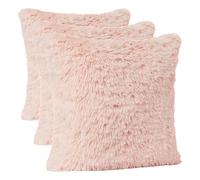 Amazon Basics Peluche Coussin Carré, Jouet Oreiller Peluche Géométrique pour Lit ou Canapé, Décoration Chambre Enfant, Rose (Lot de 3)