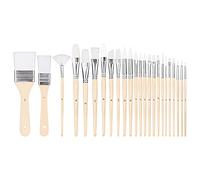 Amazon Basics pinceaux 24 tailles différentes, pour artistes, adultes et enfants, Lot de 24, Couleur Bois