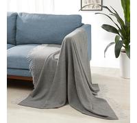 Amazon Basics Plaid de chambre décoratif polyester Couverture jetée de canapé, 127 x 152 cm, Gris Foncé Et Chevrons Gris Clair