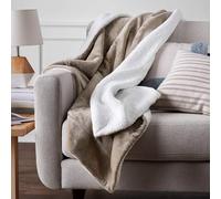 Amazon Basics Plaid non chauffant en microvison et en sherpa Couverture jetée de canapé, 220 x 240 cm, taupe