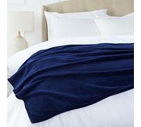 Amazon Basics Plaid non chauffant en velours pelucheux Couverture jetée de canapé, 168 x 229 cm, bleu marine